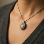 Antique Bronze Bird Locket Necklace: Engraved Vine Motif