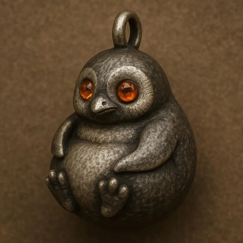 Handmade Steampunk Penguin Pendant – Antique Silver Bird Charm Necklace